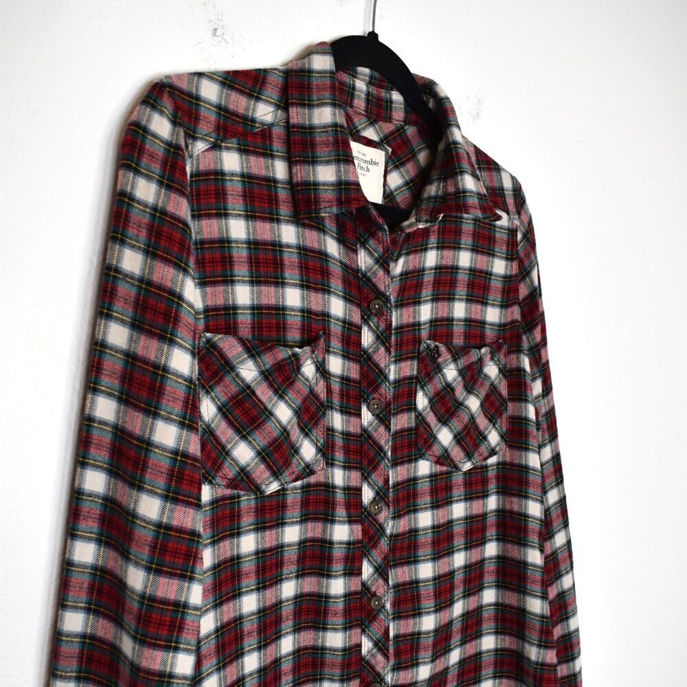 Abercrombie & Fitch Plaid Shirt Butyon Down Sz M Flannel Western Cowgirl Preppy - Picture 5 of 15